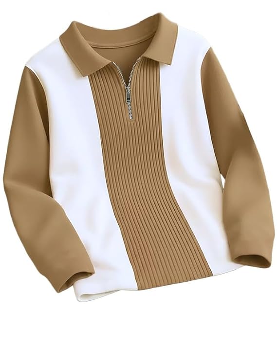 T-Shirt for Men Zip Neck Texture Self Design Cotton Blend Mens Tshirts - Image 3