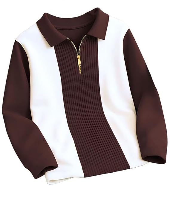 T-Shirt for Men Zip Neck Texture Self Design Cotton Blend Mens Tshirts - Image 2