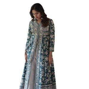 Women's Cotton Embroidery A-line Kurti with Palazzo Set